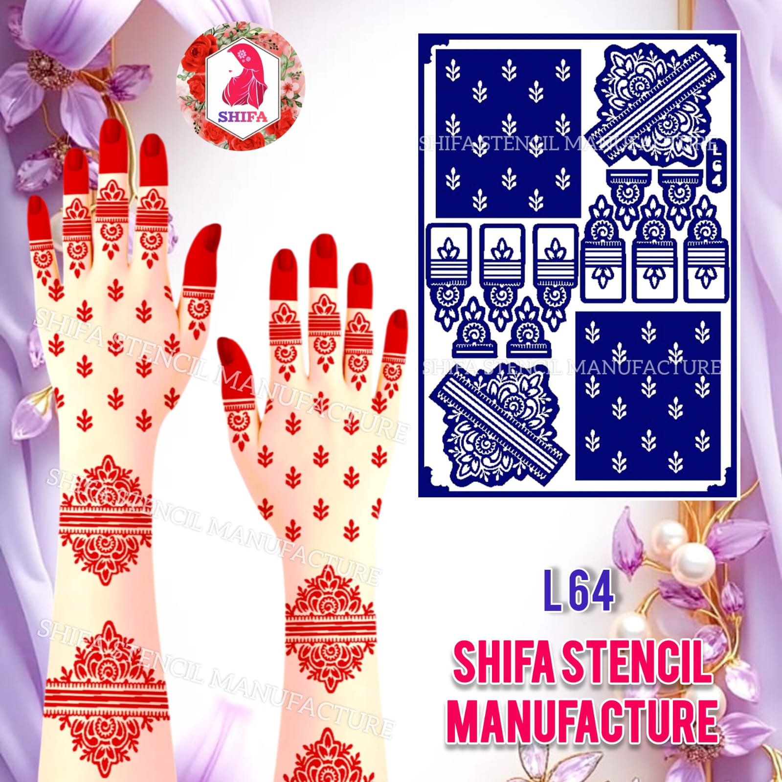 L64 Floral Minimal Grace - Sticker Overview - Shifa Stencil Manufacturer